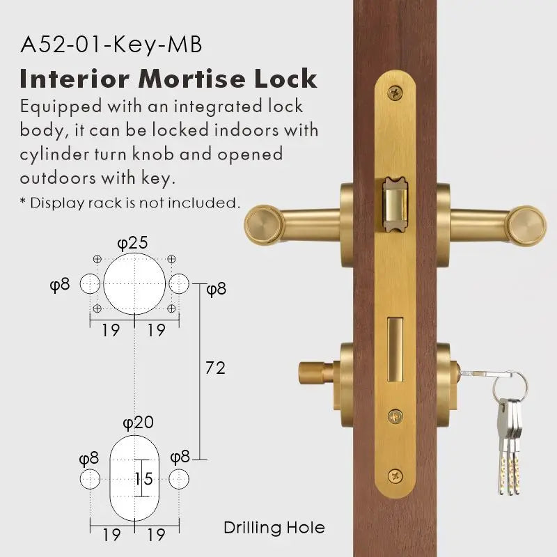 Cross Knurled Solid Brass Door Lever Set, European Mortise