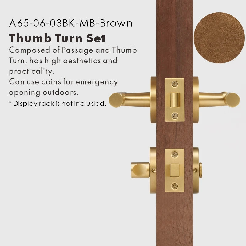 Leather Wrapped Solid Brass Door Lever Set, US Standard