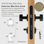 Round Solid Brass Door Knob Set, European Mortise
