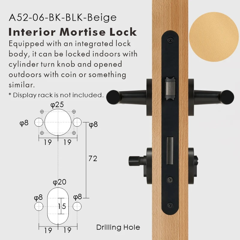 Leather Wrapped Solid Brass Door Lever Set, European Mortise