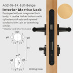 Leather Wrapped Solid Brass Door Lever Set, European Mortise