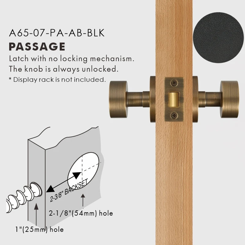 Round Solid Brass Door Knob Set, US Standard