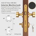 Round Solid Brass Door Knob Set, European Mortise