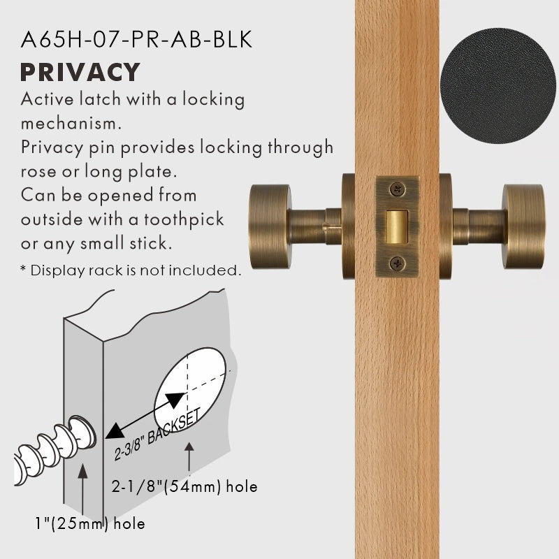 Round Solid Brass Door Knob Set, US Standard