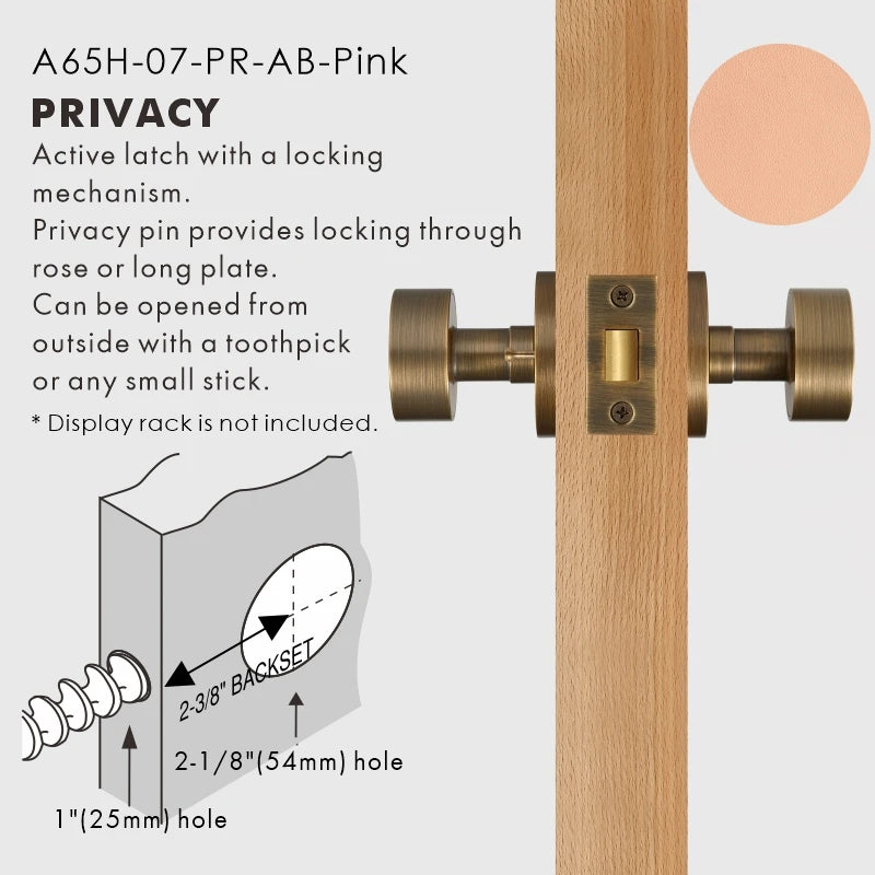 Round Solid Brass Door Knob Set, US Standard