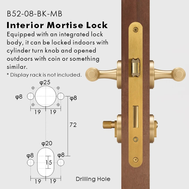 Classic Bar Solid Brass Door Lever Set, European Mortise