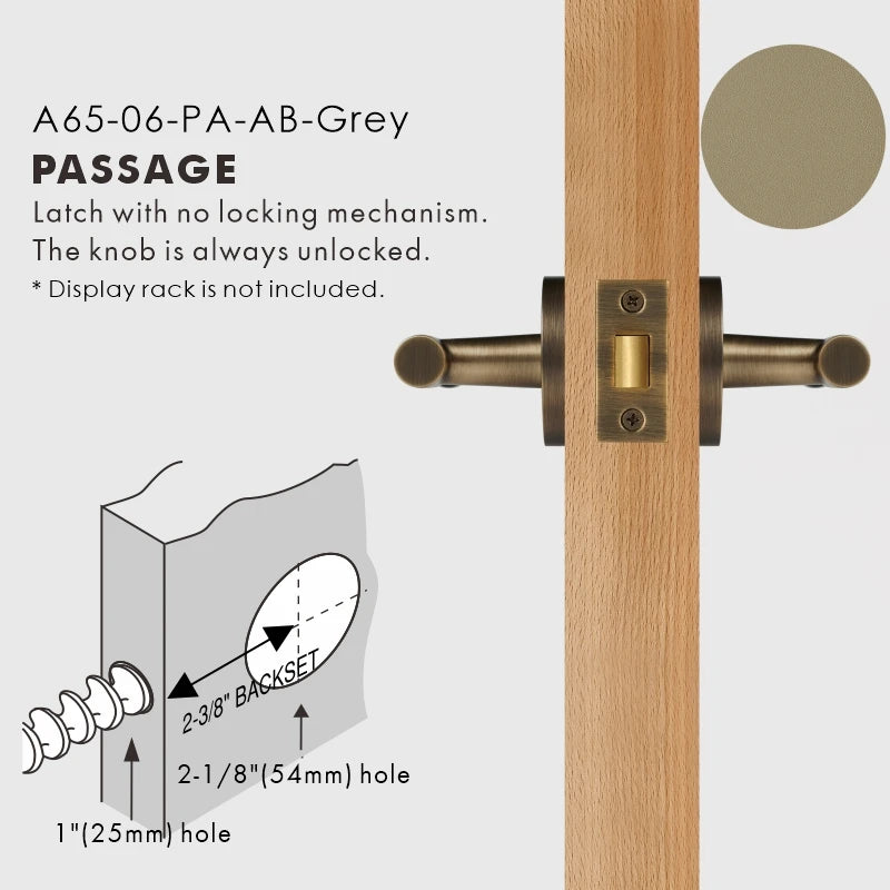 Leather Wrapped Solid Brass Door Lever Set, US Standard