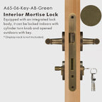 Leather Wrapped Solid Brass Door Lever Set, US Standard