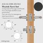 Leather Wrapped Solid Brass Door Lever Set, European Mortise