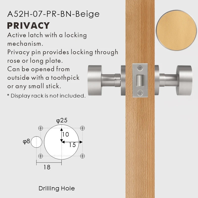 Round Solid Brass Door Knob Set, European Mortise