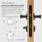 Flat Solid Brass Door Lever Set, European Mortise