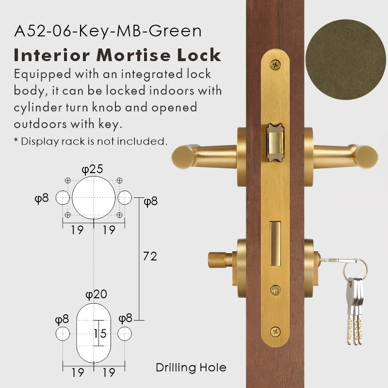 Leather Wrapped Solid Brass Door Lever Set, European Mortise