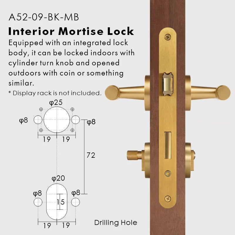 Slim Plain Solid Brass Door Lever Set, European Mortise