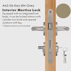 Leather Wrapped Solid Brass Door Lever Set, US Standard