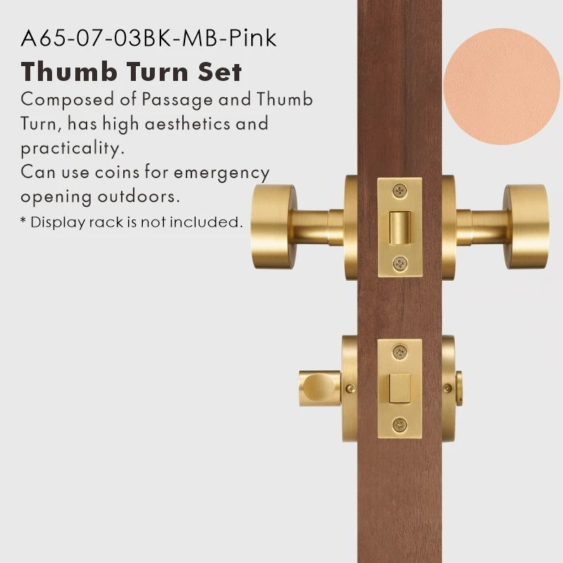 Round Solid Brass Door Knob Set, US Standard