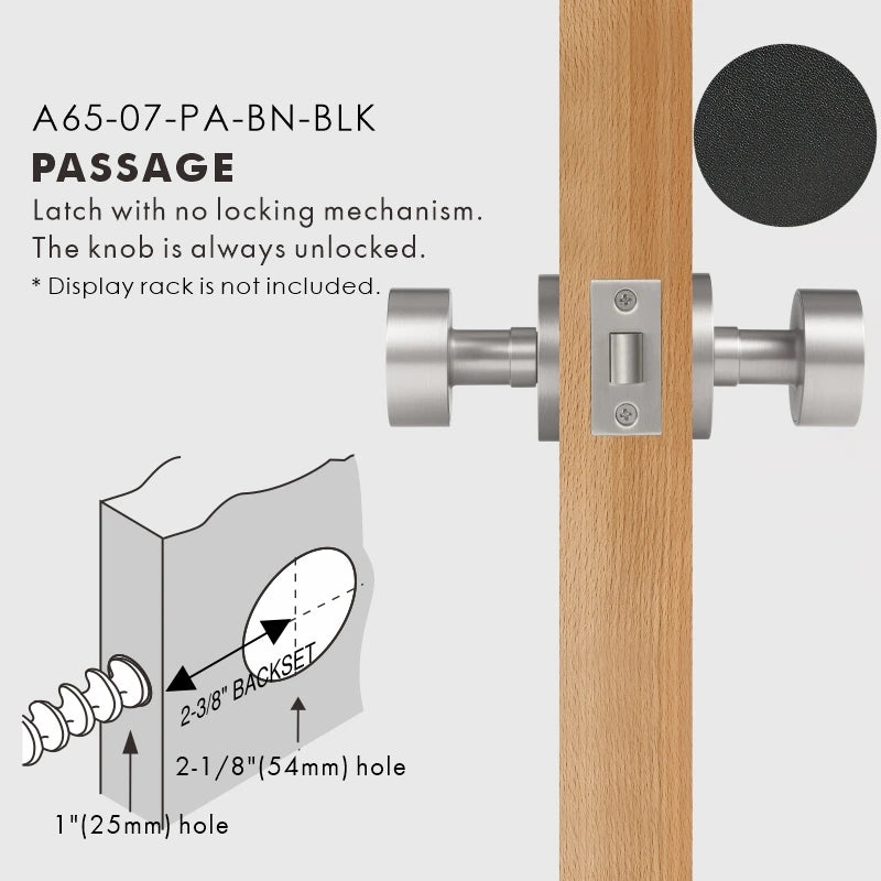 Round Solid Brass Door Knob Set, US Standard