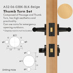 Leather Wrapped Solid Brass Door Lever Set, European Mortise