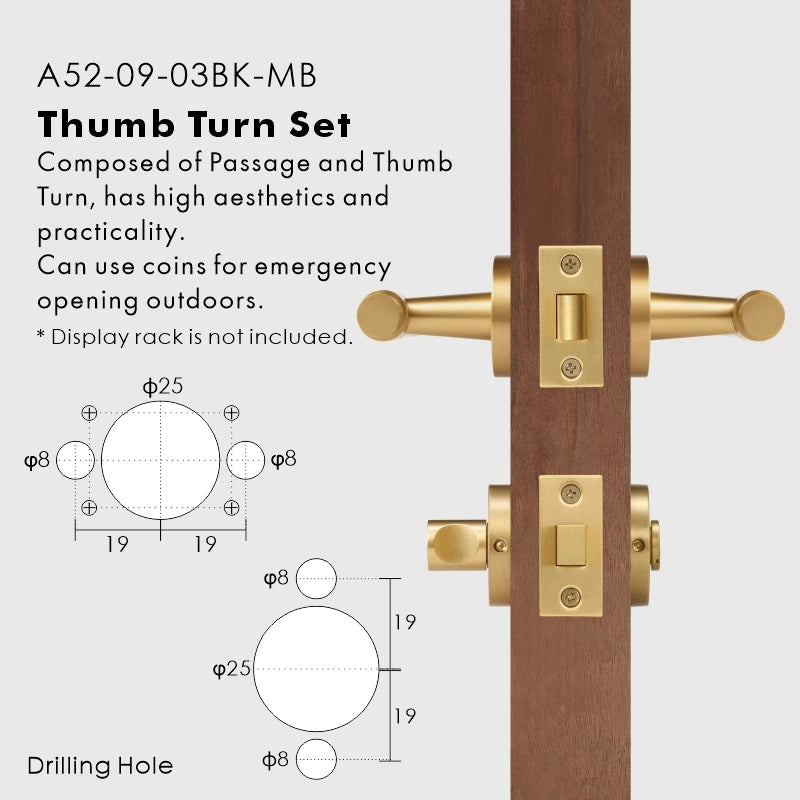 Slim Plain Solid Brass Door Lever Set, European Mortise