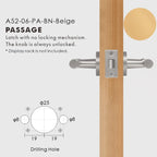 Leather Wrapped Solid Brass Door Lever Set, European Mortise