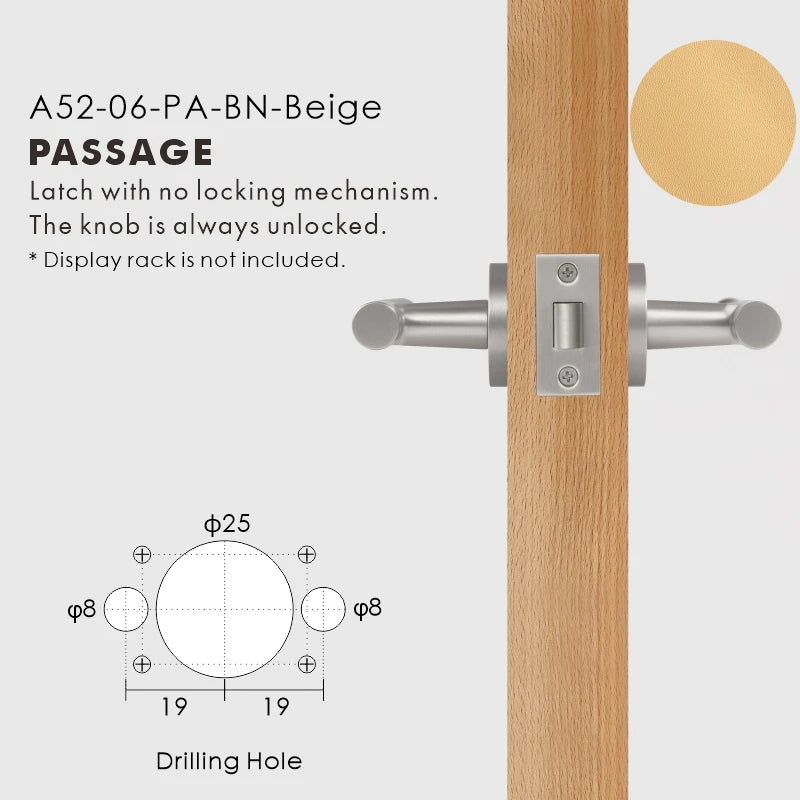 Leather Wrapped Solid Brass Door Lever Set, European Mortise