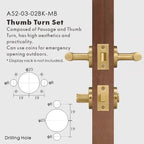 Linear Knurled Solid Brass Door Lever Set, European Mortise