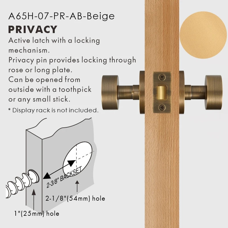 Round Solid Brass Door Knob Set, US Standard