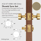 Round Solid Brass Door Knob Set, European Mortise