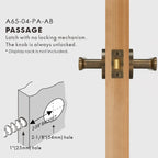 Flat Solid Brass Door Lever Set, US Standard