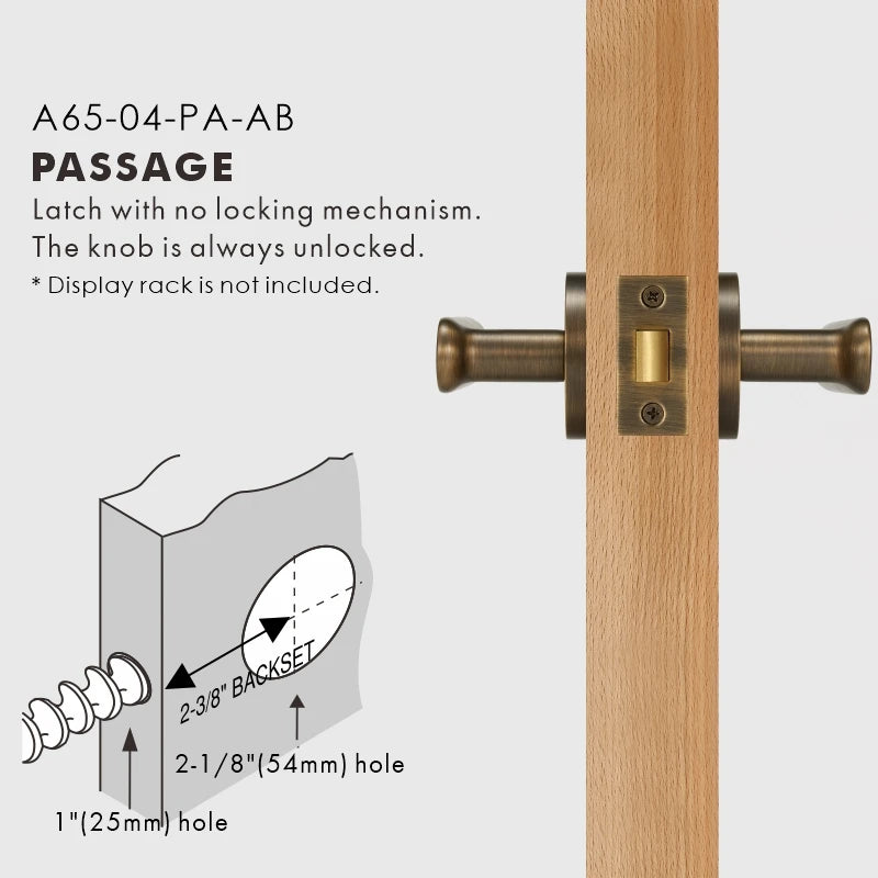 Flat Solid Brass Door Lever Set, US Standard