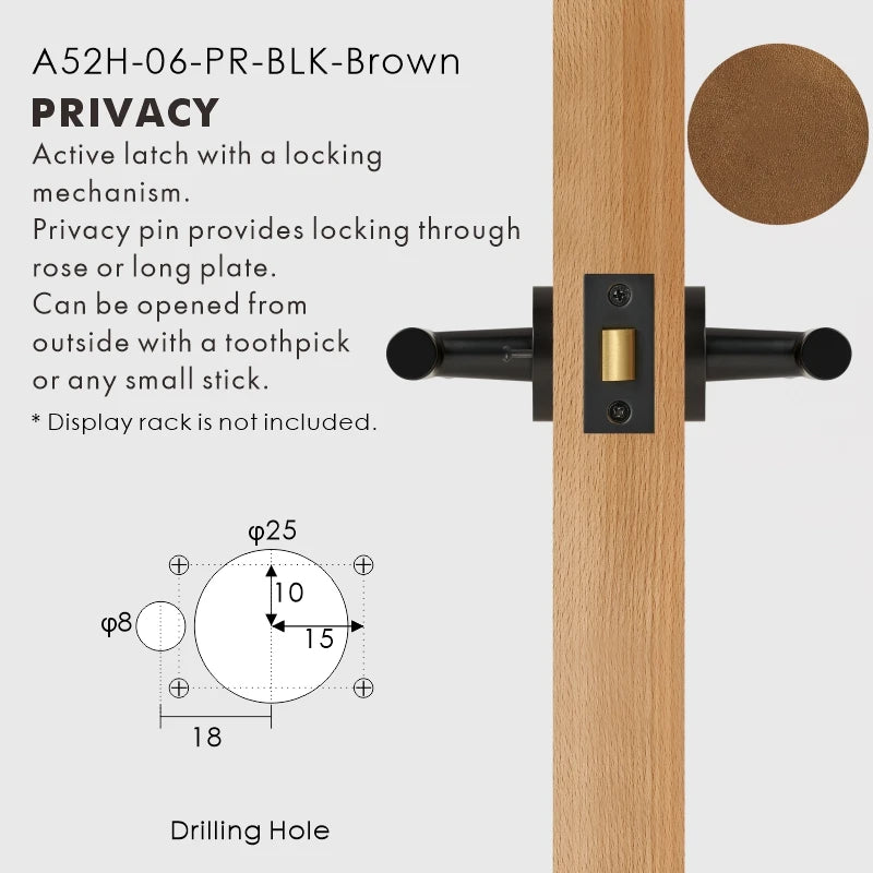 Leather Wrapped Solid Brass Door Lever Set, European Mortise