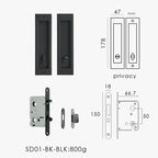 Solid Brass Flush Sliding Door Pull Set
