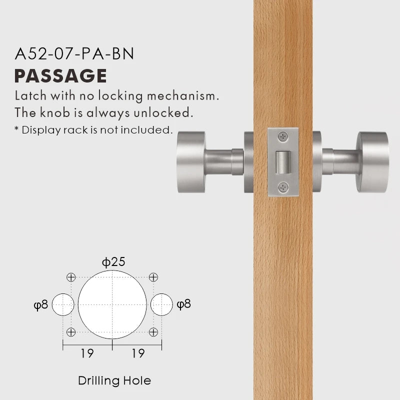 Round Solid Brass Door Knob Set, European Mortise