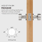 Round Solid Brass Door Knob Set, European Mortise