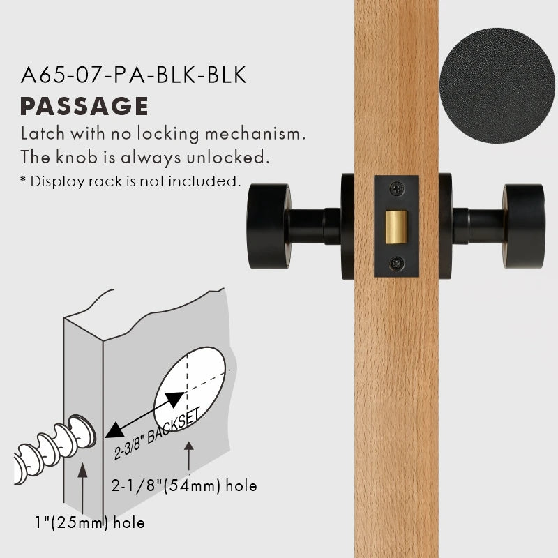 Round Solid Brass Door Knob Set, US Standard
