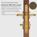 Leather Wrapped Solid Brass Door Lever Set, US Standard