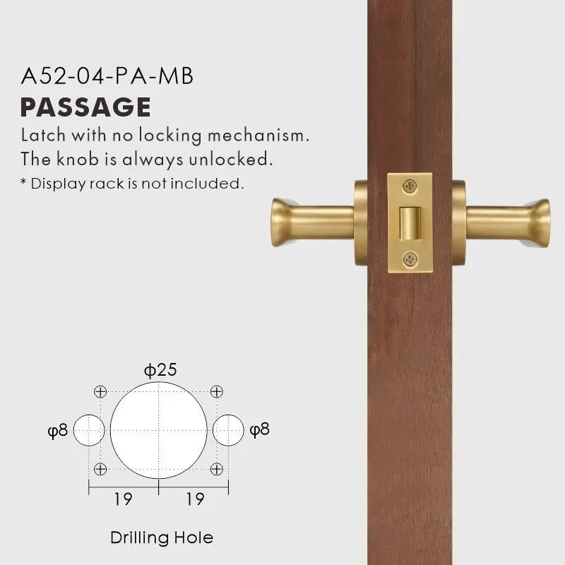 Flat Solid Brass Door Lever Set, European Mortise