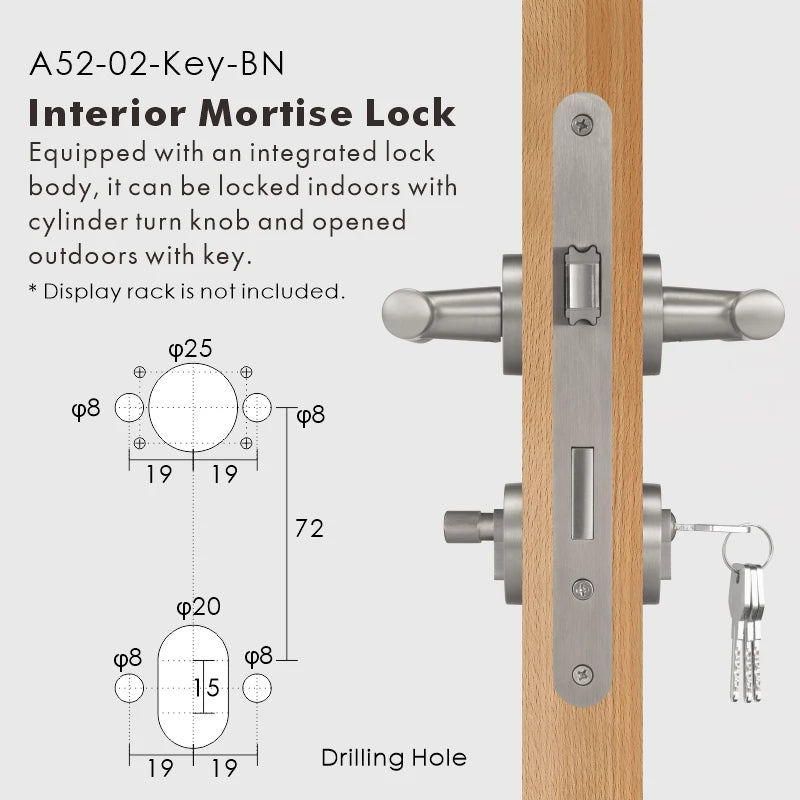 Diamond Knurled Solid Brass Door Lever Set, European Mortise