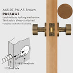 Round Solid Brass Door Knob Set, US Standard