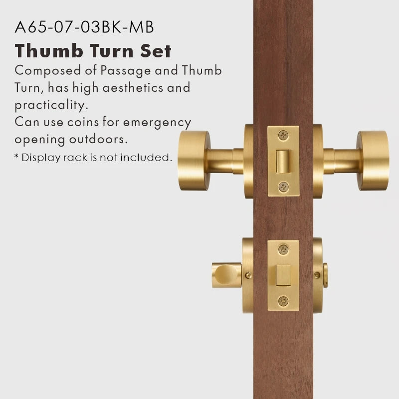 Round Solid Brass Door Knob Set, US Standard