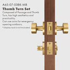 Round Solid Brass Door Knob Set, US Standard