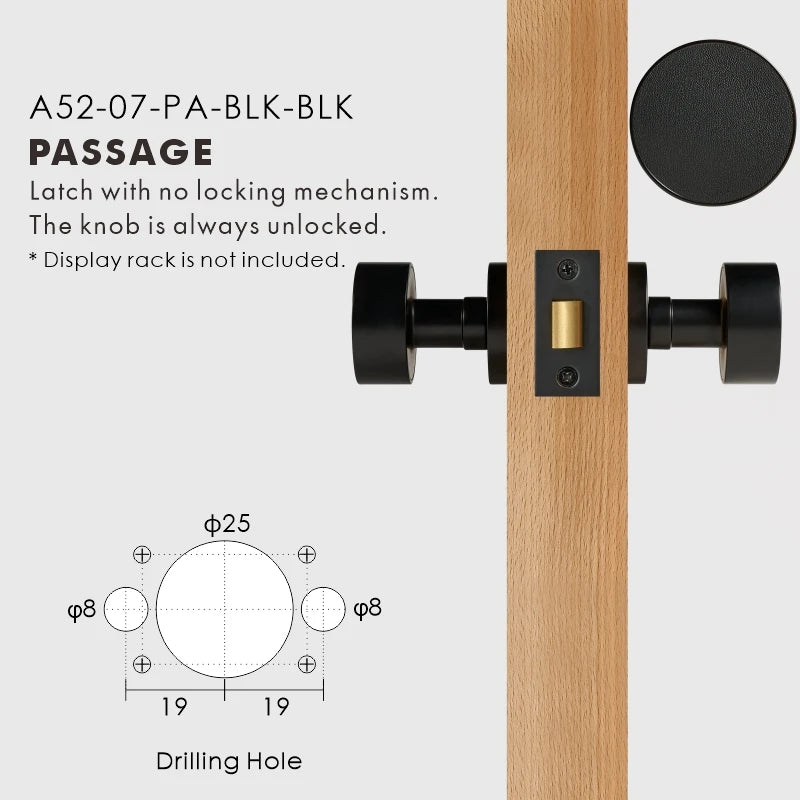 Round Solid Brass Door Knob Set, European Mortise
