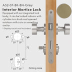 Round Solid Brass Door Knob Set, European Mortise