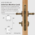 Linear Knurled Solid Brass Door Lever Set, European Mortise