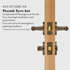 Slim Plain Solid Brass Door Lever Set, US Standard