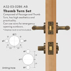 Linear Knurled Solid Brass Door Lever Set, European Mortise