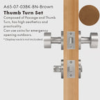Round Solid Brass Door Knob Set, US Standard