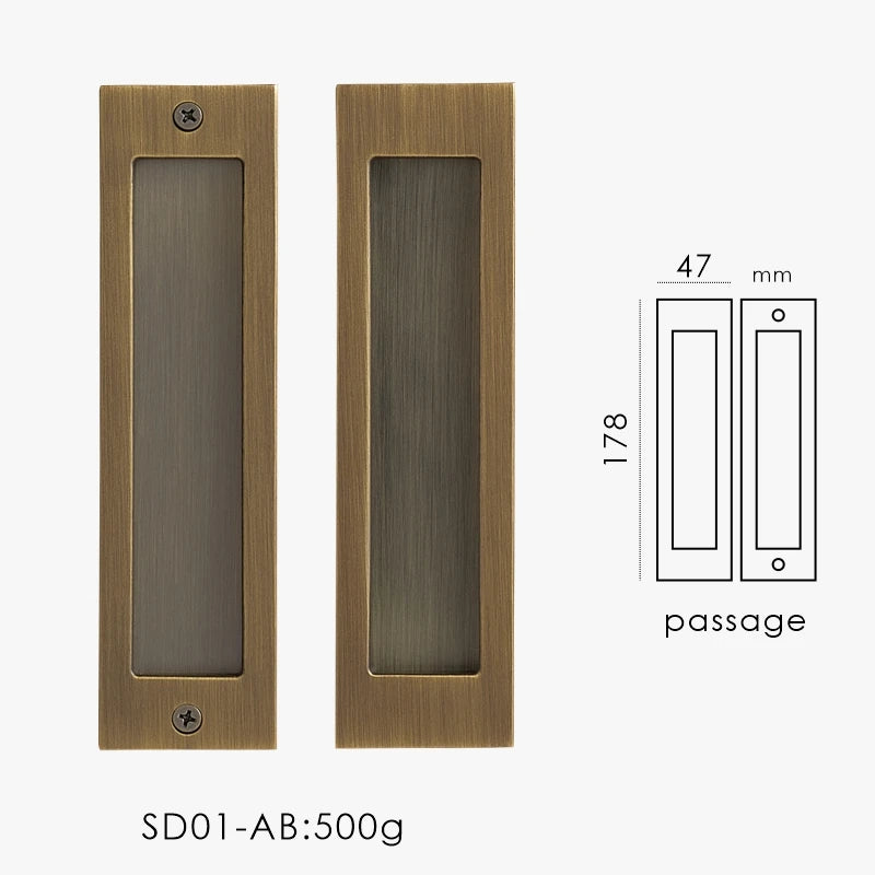 Solid Brass Flush Sliding Door Pull Set