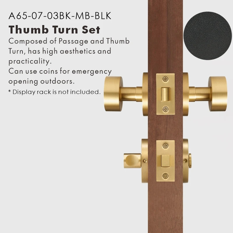 Round Solid Brass Door Knob Set, US Standard