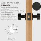 Round Solid Brass Door Knob Set, European Mortise
