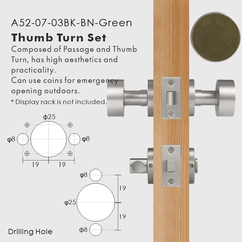 Round Solid Brass Door Knob Set, European Mortise